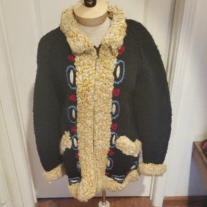 Vintage wool, fringed sweater cardigan
